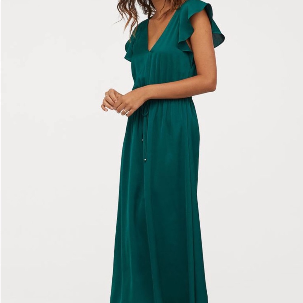 NWT H &M butterfly sleeve Emerald Green size 2 Dress